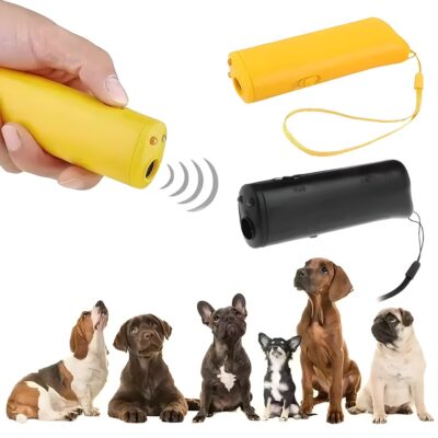 Ahuyentador y Entrenador de Perros Silbato Ultrasónico Repelente  con Luz LED
