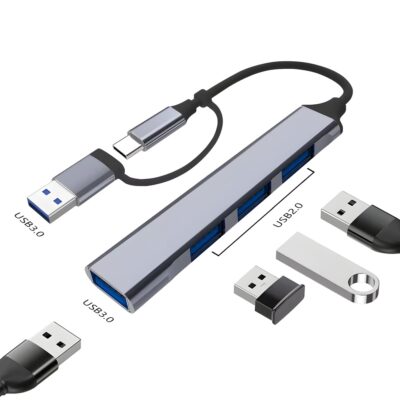 Hub USB-C 4 en 1 – Adaptador Multipuerto Tipo C a 4 Puertos USB – Alta Velocidad