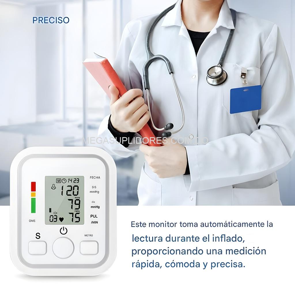 Monitor de Presión Arterial Electrónico de Brazo Automático - Medidor Ritmo Cardiaco - Sistólica Diastólica
