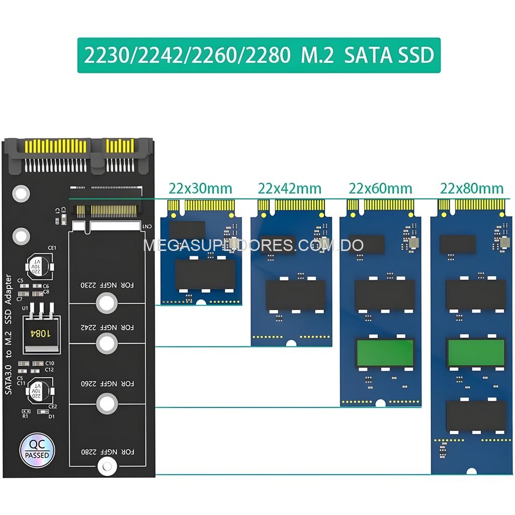 Adaptador Disco SSD M2 NGFF SATA a SATA 3 – M.2 Compatible 2230/2242/2260/2280
