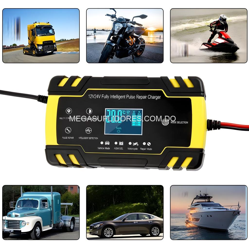 Cargador de Baterías Reparador 12V 8A / 24V 6A – Carga Rápida y Segura