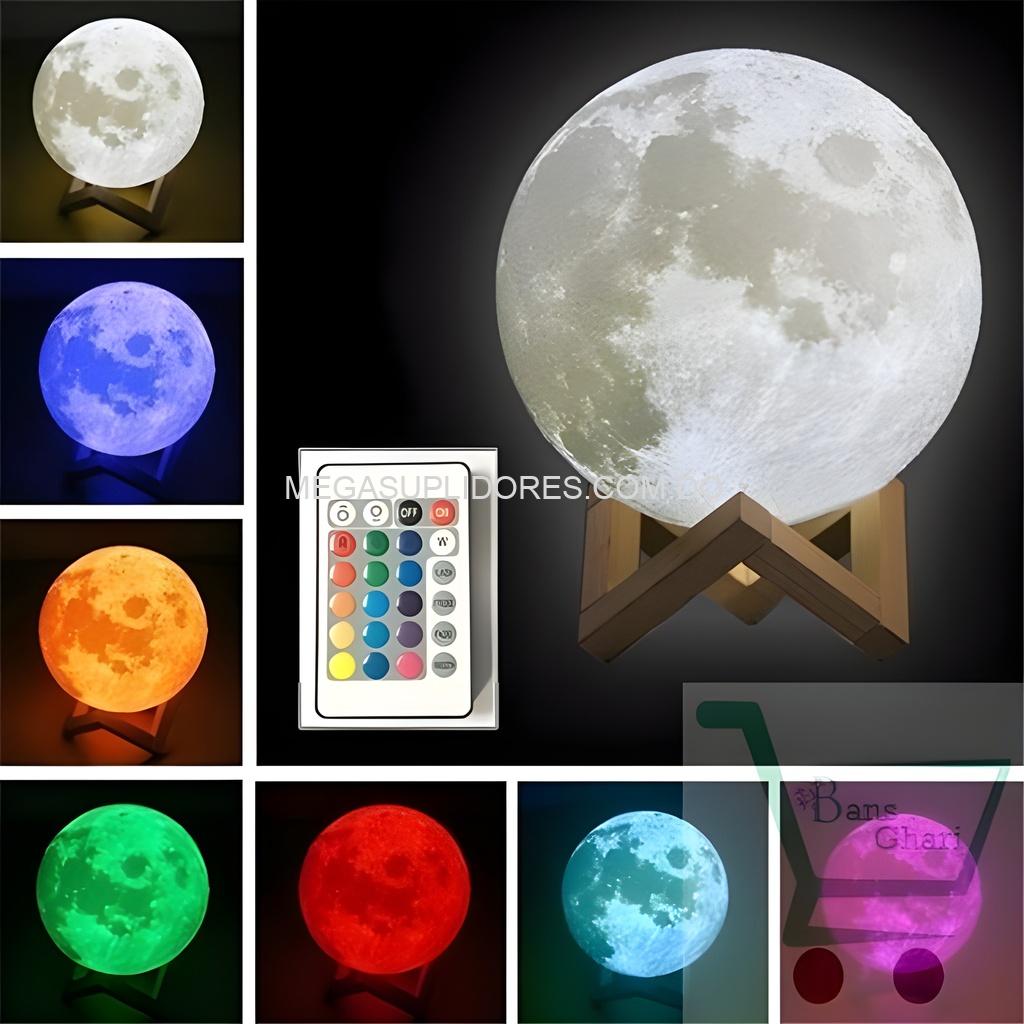 Lámpara Luna LED – Luz Nocturna Multicolor con Control Táctil y Remoto