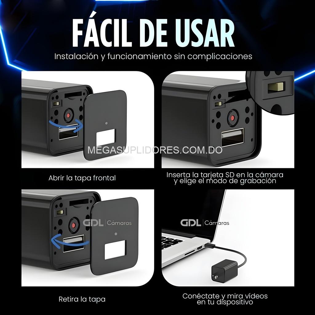 Cargador USB con Cámara Espía – Grabación HD con Micrófono y Detección de Movimiento