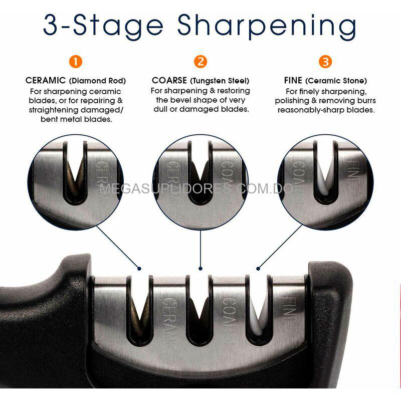 Afilador de Cuchillos Ergonómico | Amolador | Limador 3 En 1