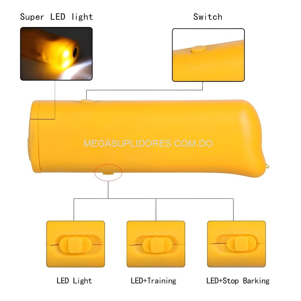 Ahuyentador y Entrenador de Perros Silbato Ultrasónico Repelente con Luz LED