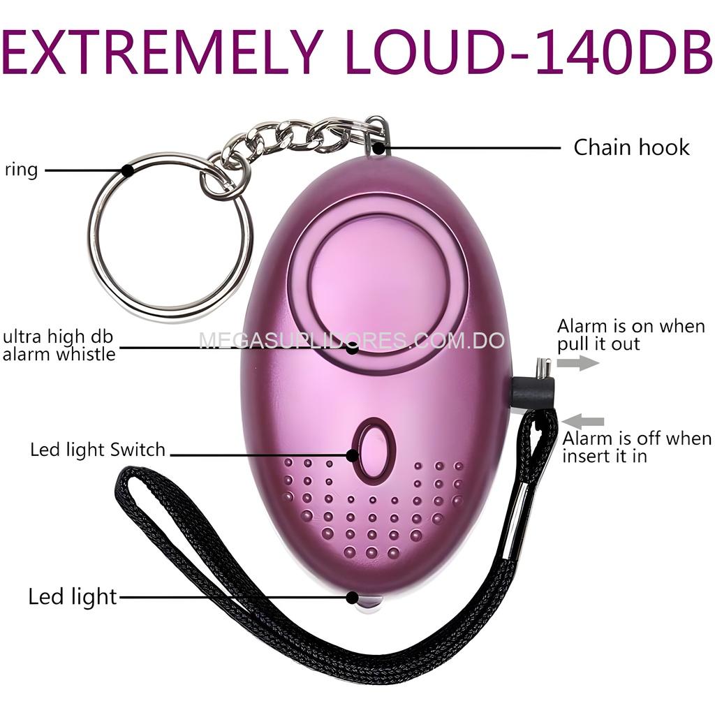 Llavero Alarma Personal de Seguridad 140dB con Luz – Protección Portátil