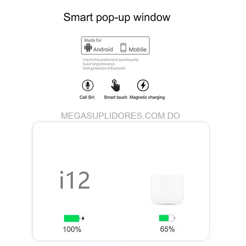 Audífonos Bluetooth InPods i12 | Compatibles con iPhone y Android | Touch con Cajita de Carga