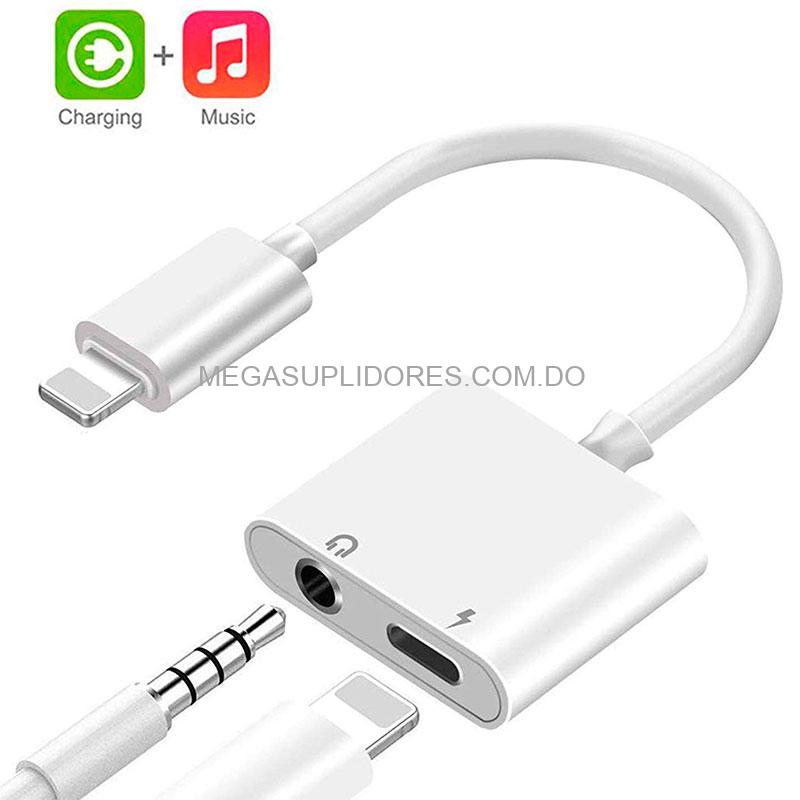 Adaptador de Sonido 2 En 1 Para IPhone 12, 11, XS MAX, XR, XS, X, 8 Plus, 8, 7 Plus, 7 para Cargar y Escuchar Música a la Vez
