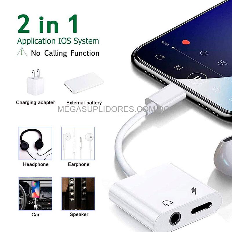 Adaptador de Sonido 2 En 1 Para IPhone 12, 11, XS MAX, XR, XS, X, 8 Plus, 8, 7 Plus, 7 para Cargar y Escuchar Música a la Vez