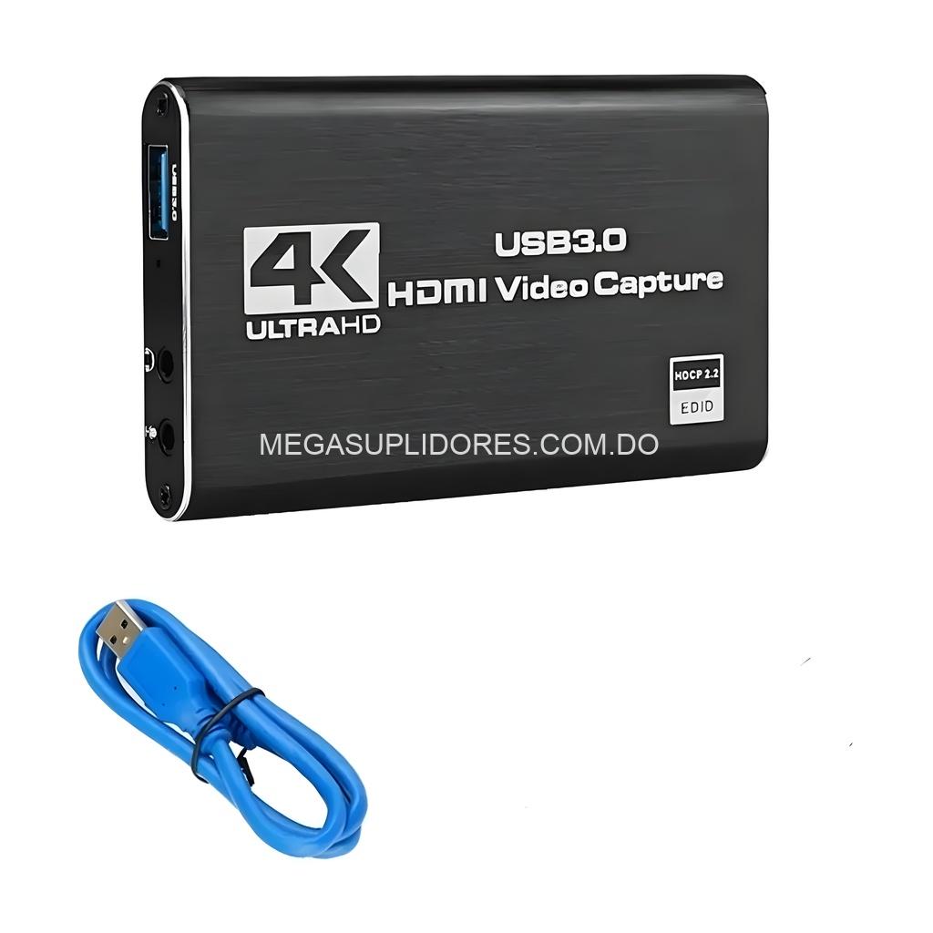 Capturadora de Video 4K USB 3.0 – Streaming y Grabación - Micrófono Integrado – Plug & Play