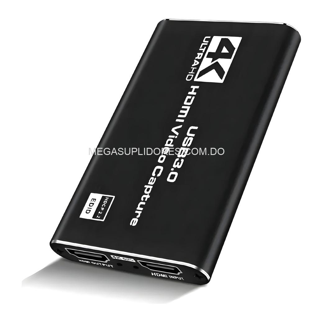 Capturadora de Video 4K USB 3.0 – Streaming y Grabación - Micrófono Integrado – Plug & Play