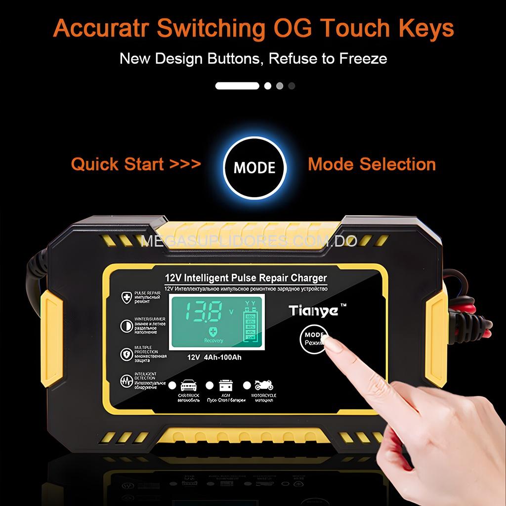 Cargador y Reparador de Baterías 12V 6A Automático con Función de Pulso