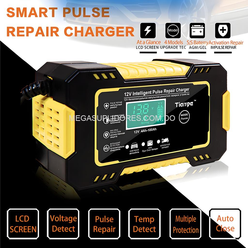 Cargador y Reparador de Baterías 12V 6A Automático con Función de Pulso