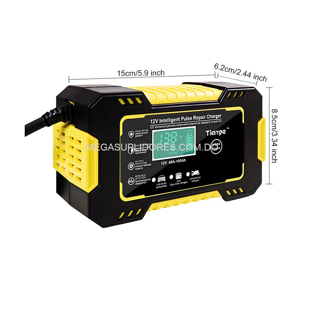 Cargador y Reparador de Baterías 12V 6A Automático con Función de Pulso