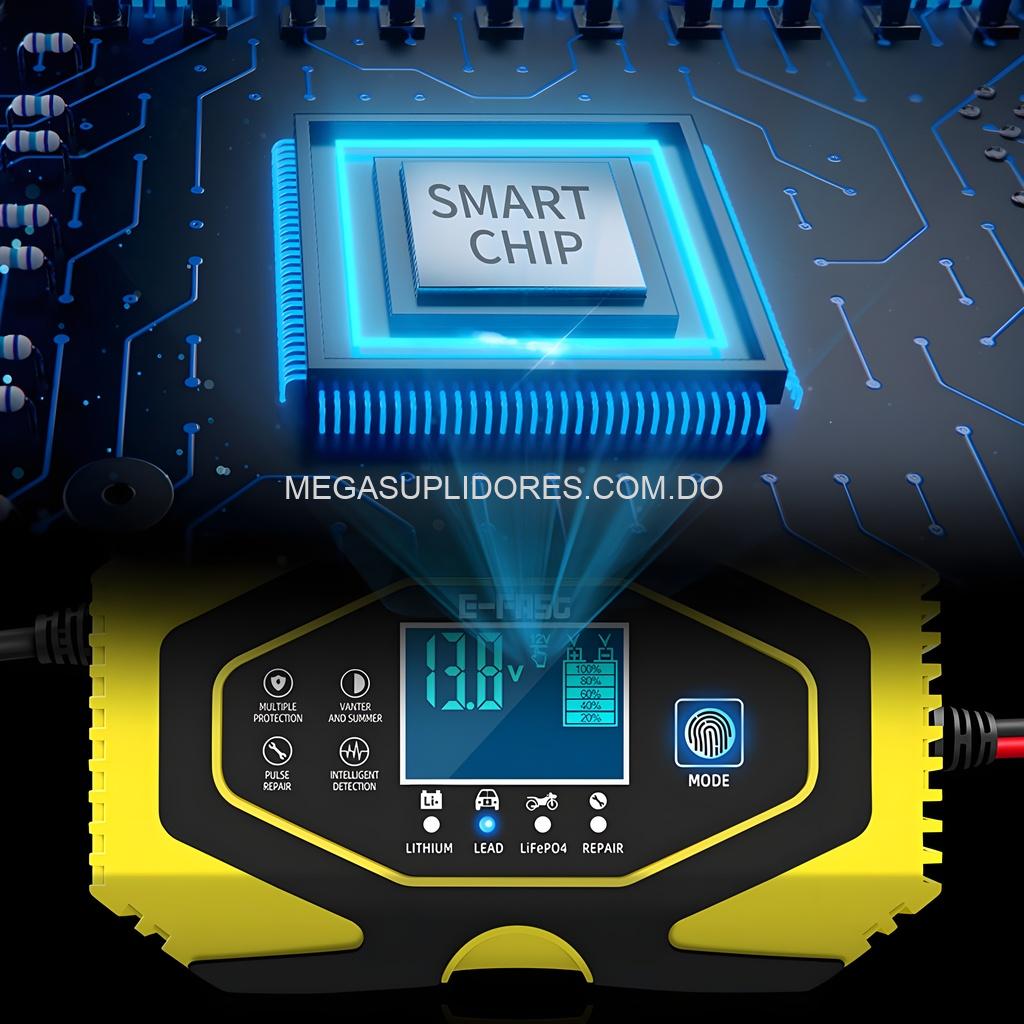 Cargador de Baterías Reparador 12V 8A / 24V 6A – Carga Rápida y Segura