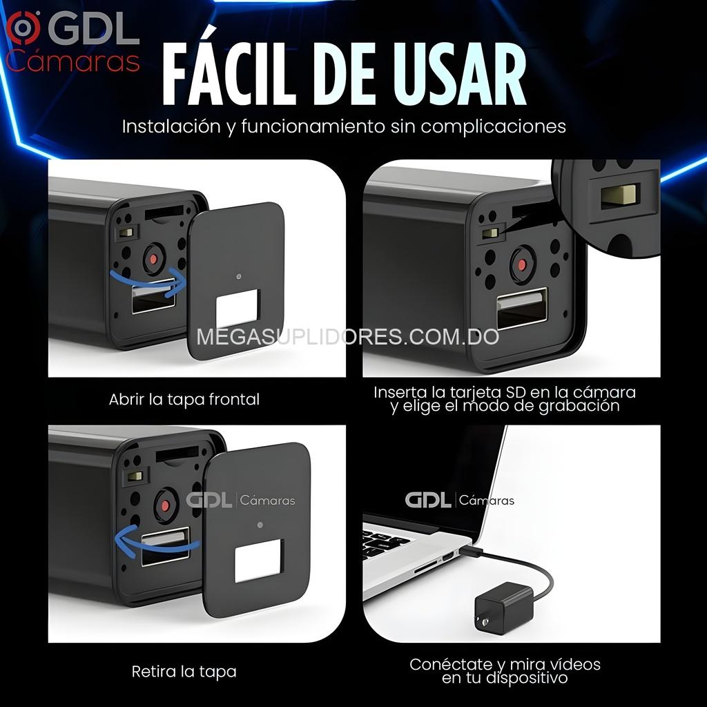 Cámara Espía WiFi Oculta Cargador USB Pared - Full HD - Vigilancia Remota