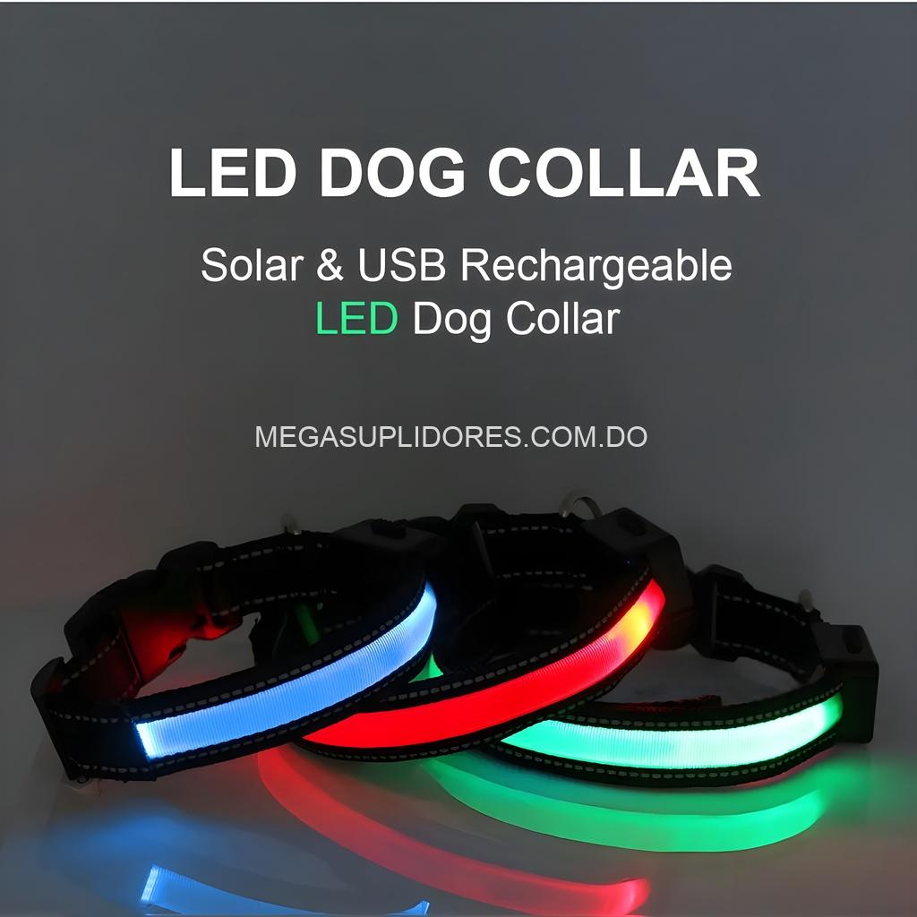 Collar para Perros Iluminado Solar LED - Seguridad Nocturna