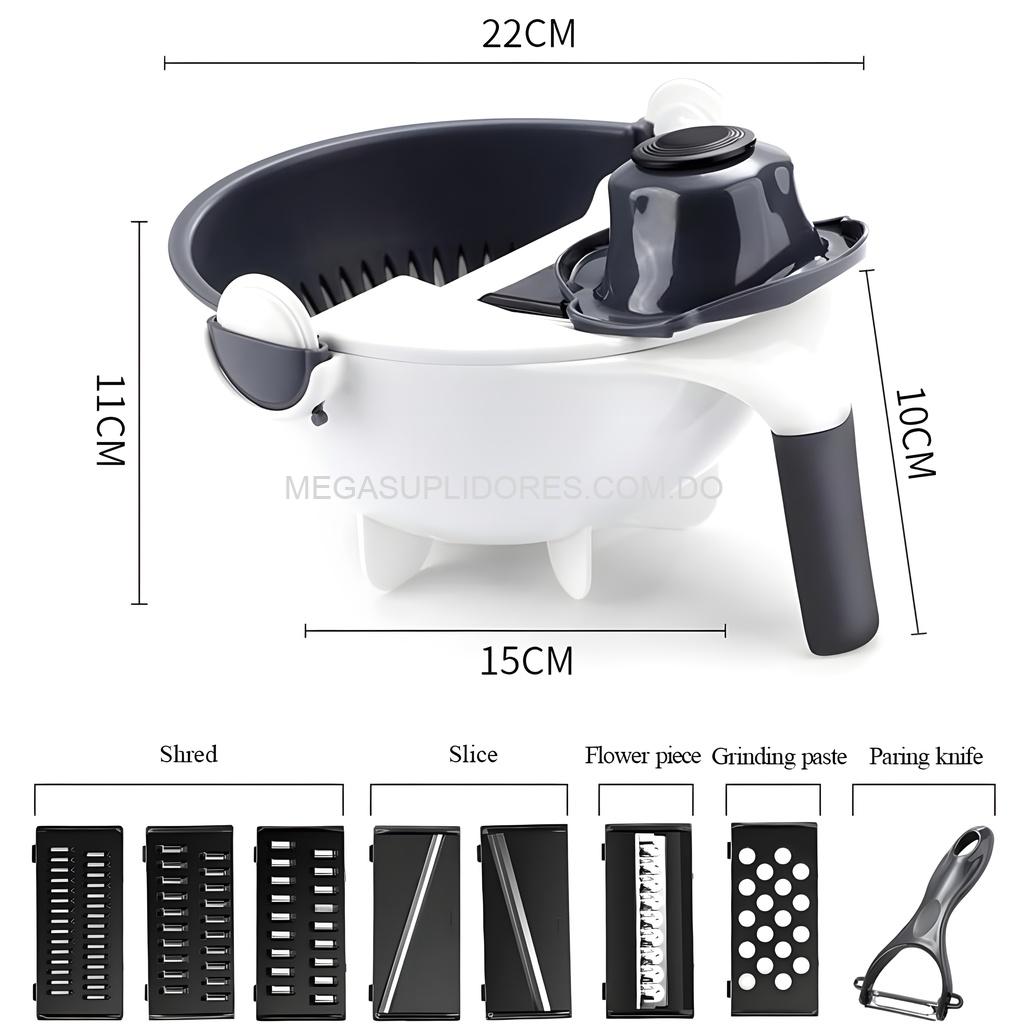 Cortador de Verduras 9 en 1 – Rallador - Pelador - Spiralizer y Escurridor Multifuncional