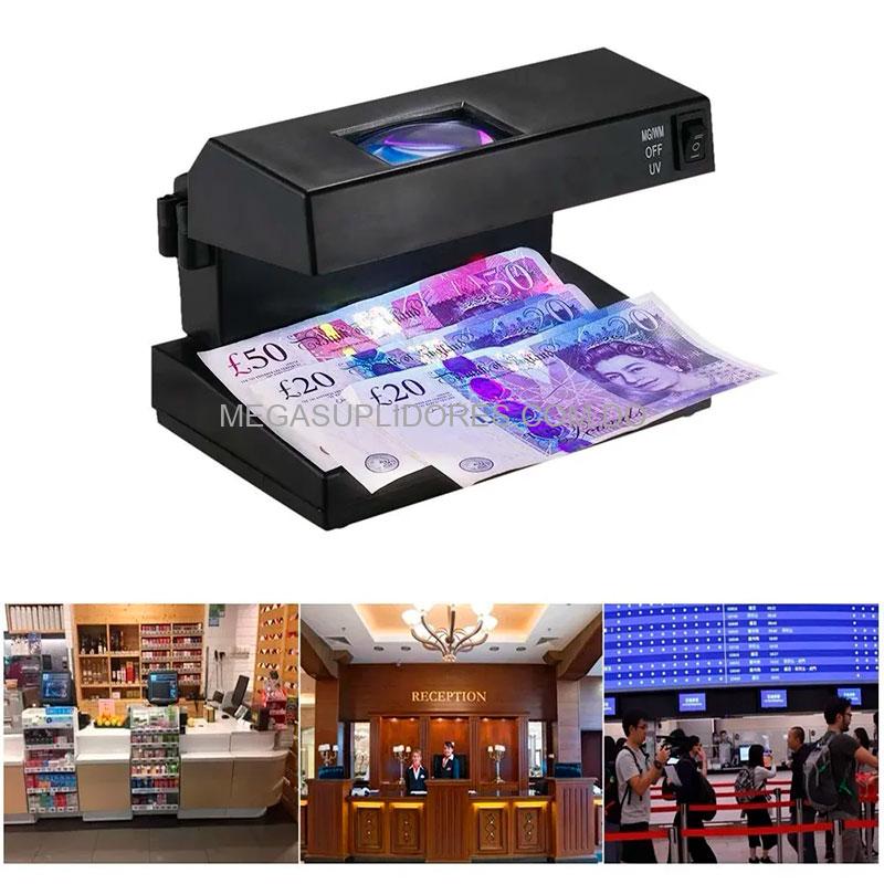Detector de Billetes Falsos | Probador de Dinero Magnético con Luz Ultravioleta y Lupa