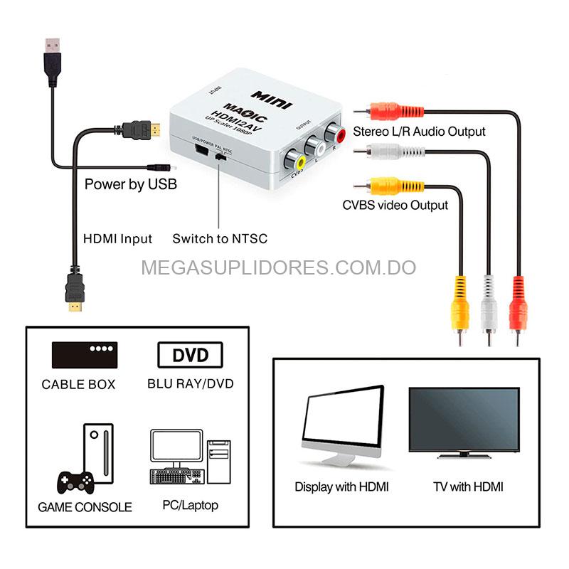 Convertidor HDMI a RCA | AV con Video y Sonido
