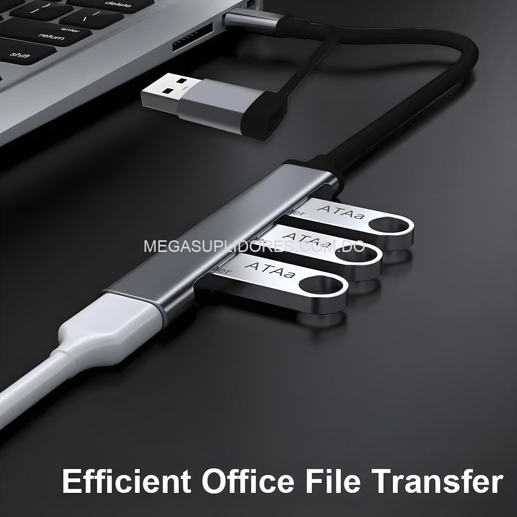 Hub USB-C 4 en 1 – Adaptador Multipuerto Tipo C a 4 Puertos USB – Alta Velocidad