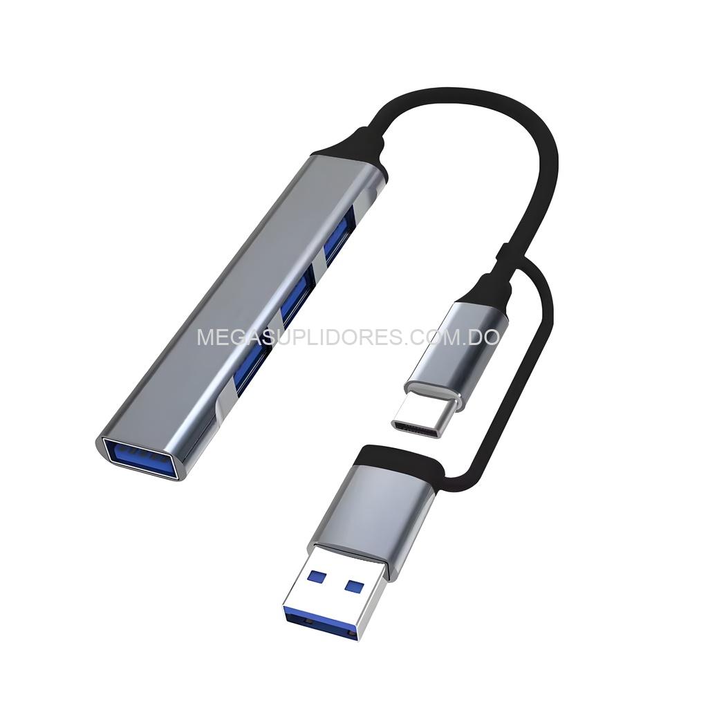Hub USB-C 4 en 1 – Adaptador Multipuerto Tipo C a 4 Puertos USB – Alta Velocidad