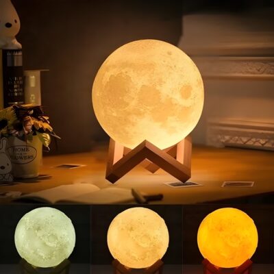 Lámpara Luna LED – Luz Nocturna Multicolor con Control Táctil y Remoto