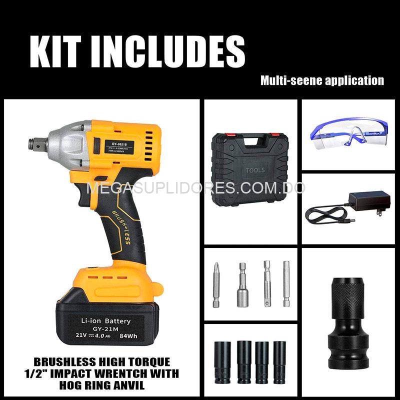 Llave de Impacto Inalámbrica | Pistola de Impacto Recargable Motor Brushless | Marca Americana