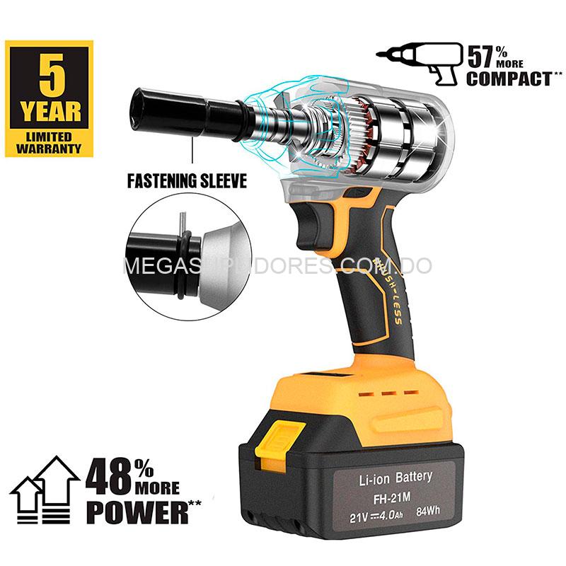 Llave de Impacto Inalámbrica | Pistola de Impacto Recargable Motor Brushless | Marca Americana