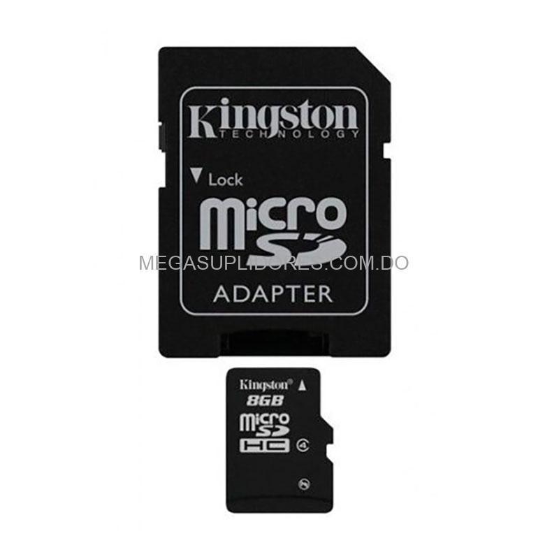 Tarjeta de Memoria Micro SD 8GB HC Kingston con Adaptador