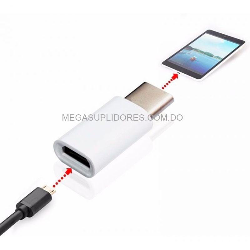 Adaptador OTG Micro USB V8 Hembra a USB Tipo C Macho