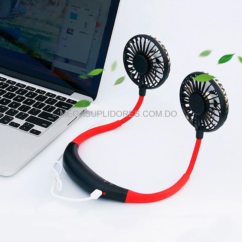 Mini Abanico Portátil USB para el Cuello | Ventilador Recargable Flexible con Luz de Colores