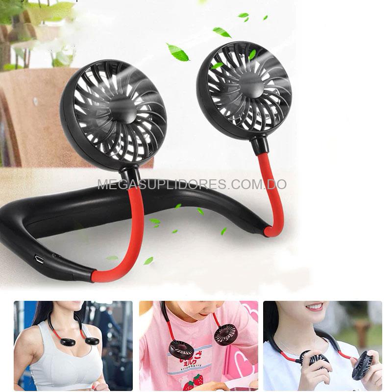 Mini Abanico Portátil USB para el Cuello | Ventilador Recargable Flexible con Luz de Colores