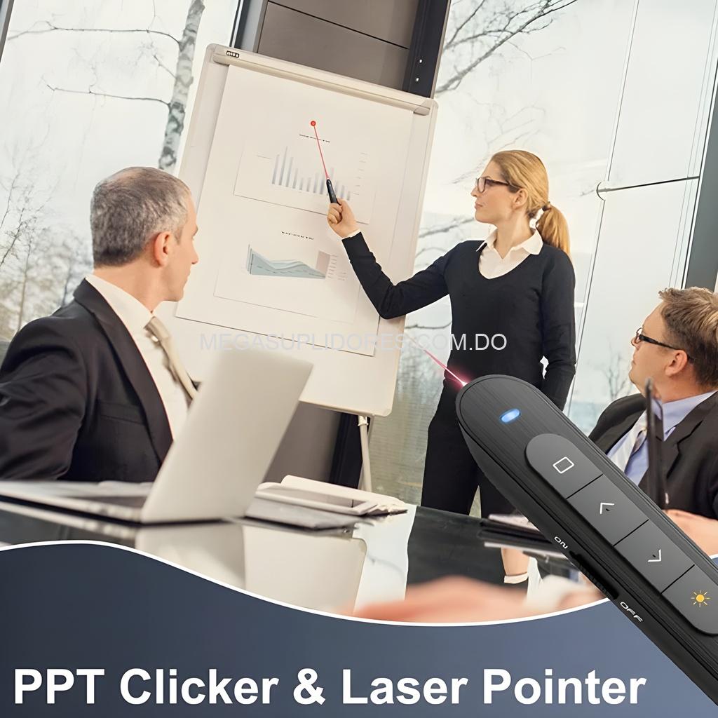 Presentador Inalámbrico con Puntero Láser Rojo – Control Remoto para Presentaciones