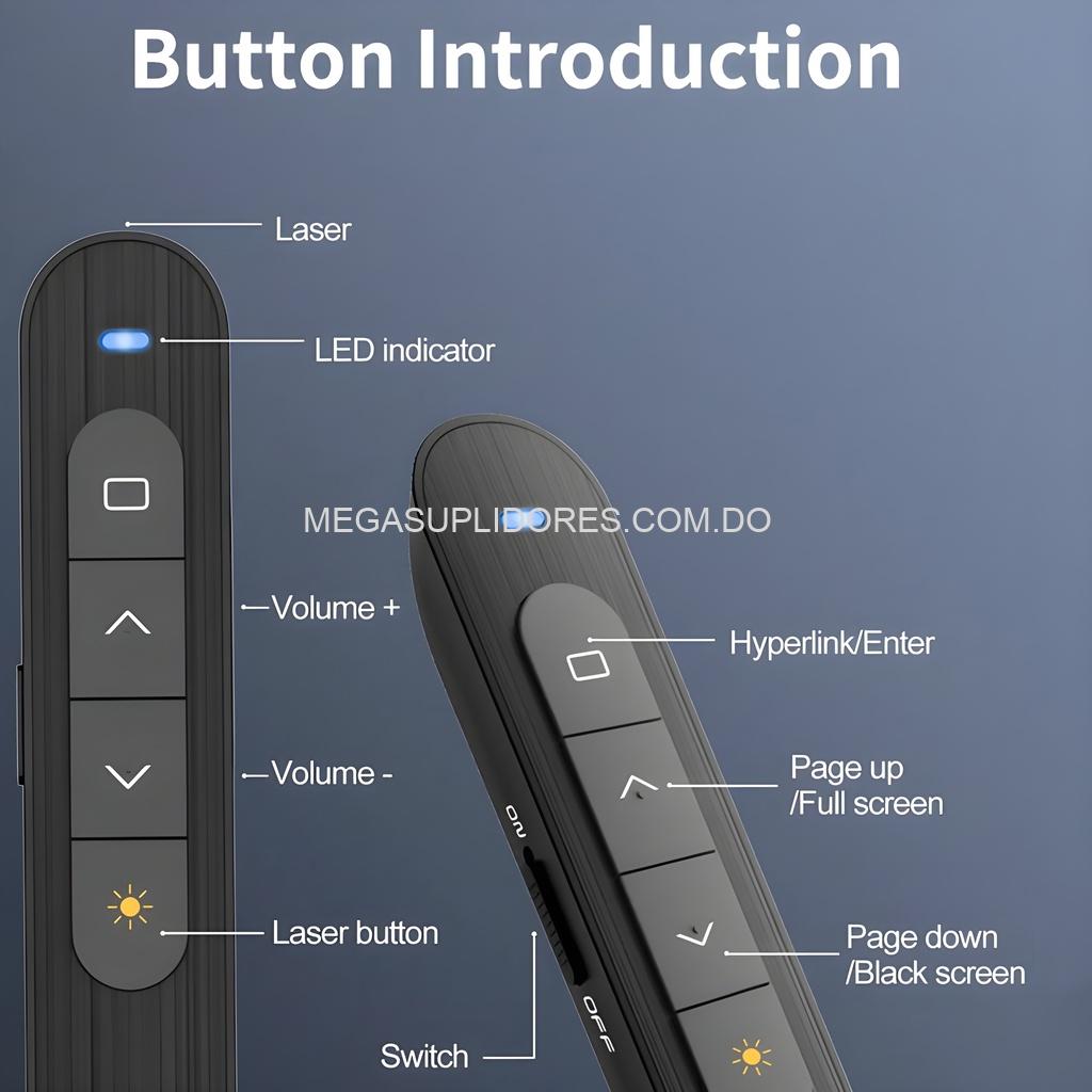 Presentador Inalámbrico con Puntero Láser Rojo – Control Remoto para Presentaciones
