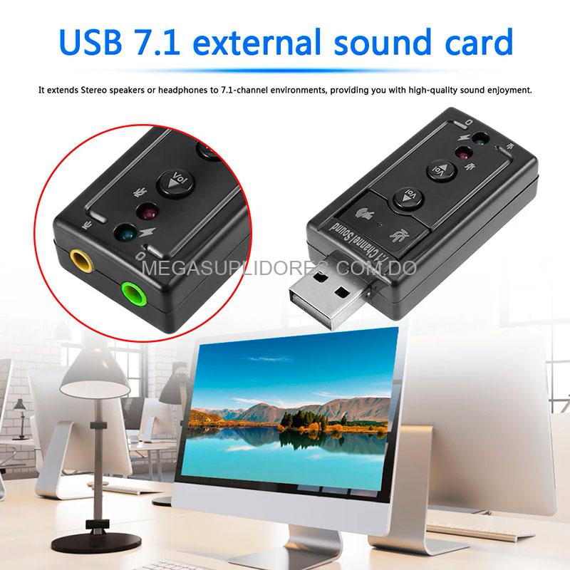 Tarjeta de Sonido USB Externa | Audio 7.1 Canales | PC y Laptop Digital 3D