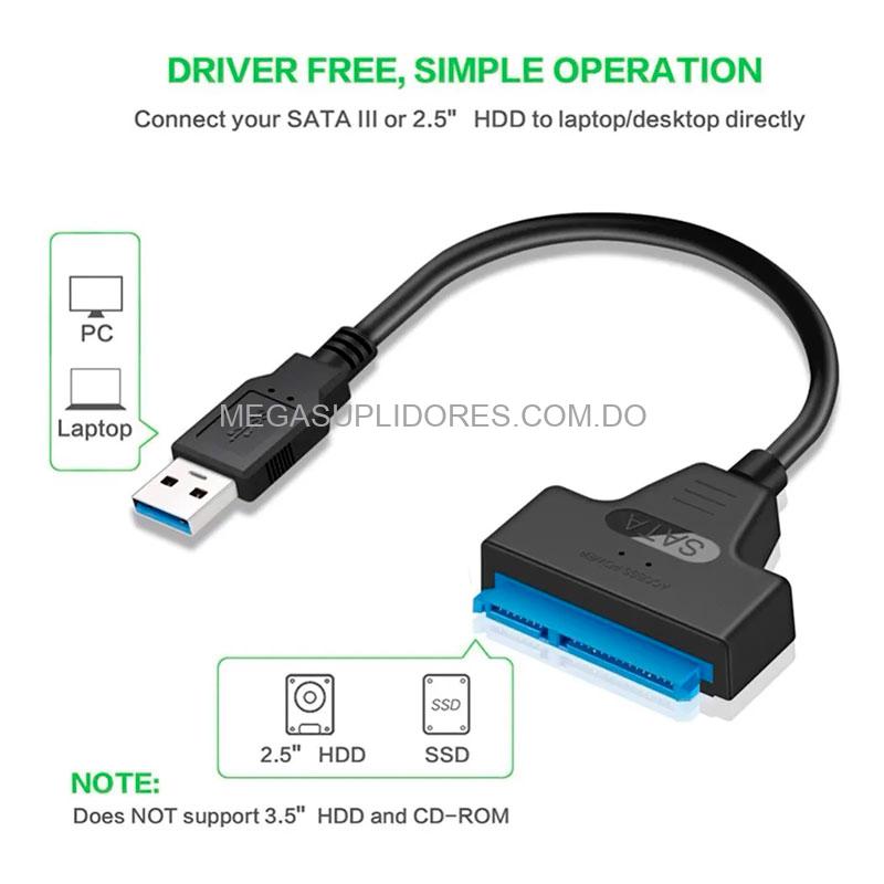 Adaptador USB 3.0 a SATA para Disco Duro 2.5 y SSD