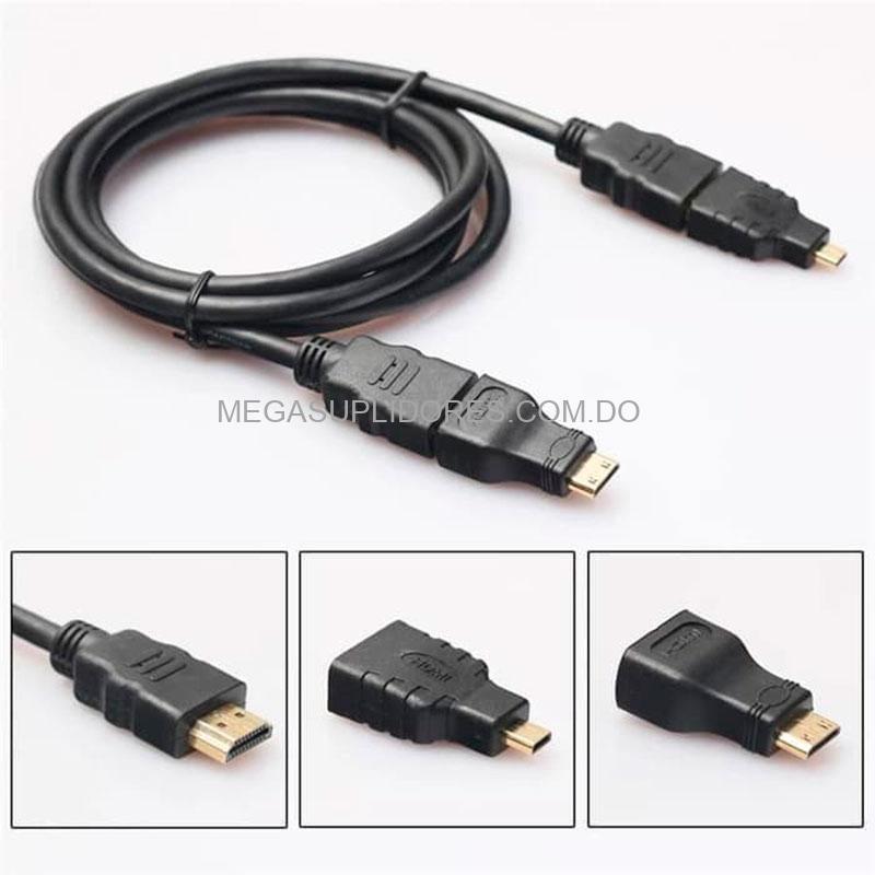 Cable HDMI Combo 3 en 1 | Adaptador Mini HDMI | Convertidor Micro HDMI