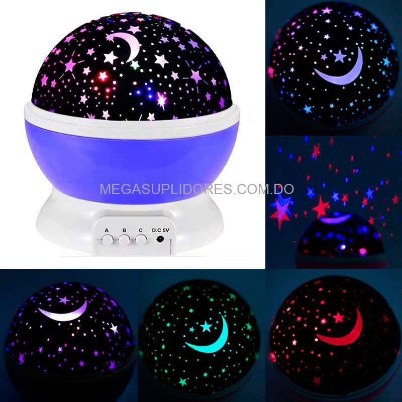 Lampara Giratoria Diseño de Estrellas y Luna | Proyector Nocturno para Dormir