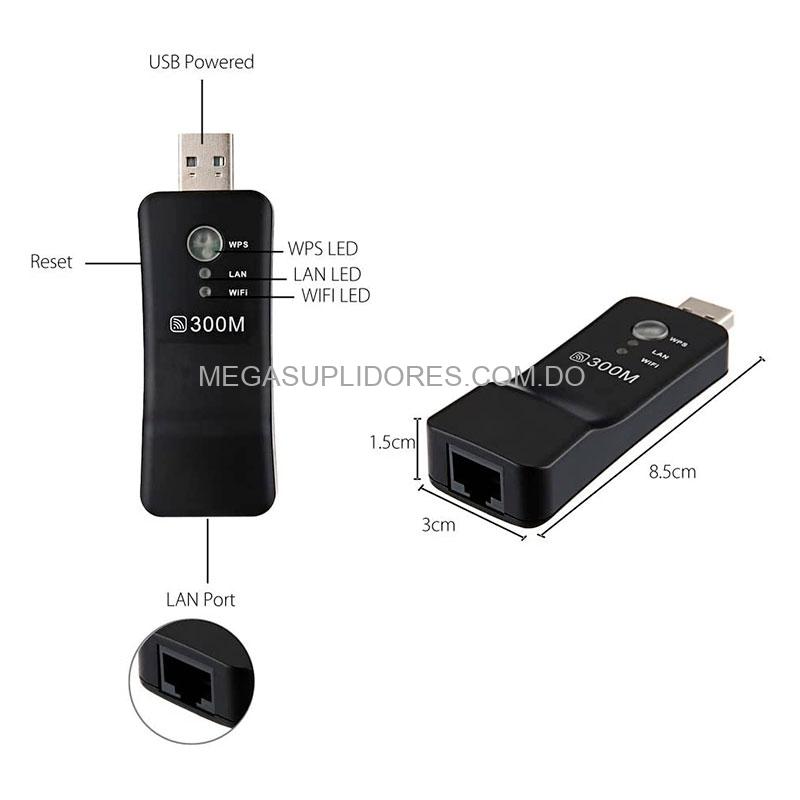 Repetidor WiFi Mini | Amplificador WiFi USB con Puerto RJ45
