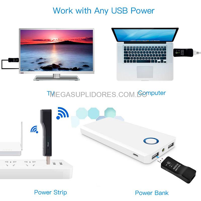 Repetidor WiFi Mini | Amplificador WiFi USB con Puerto RJ45