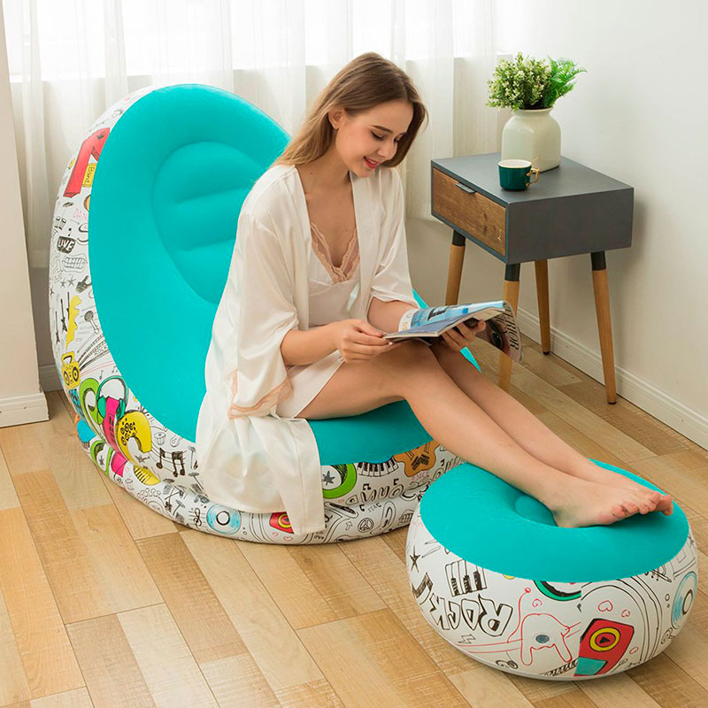 Sillón Inflable con Reposa Pies | Cojin de Aire | Mueble de Descanso