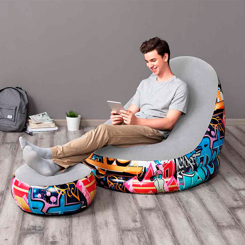 Sillón Inflable con Reposa Pies | Cojin de Aire | Mueble de Descanso